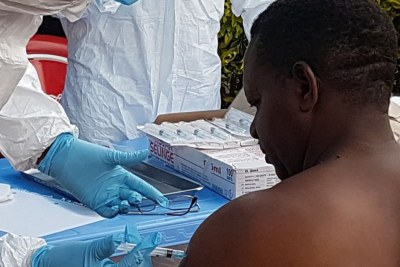 On 8 August 2018, the vaccination of frontline healthcare workers started, followed by the vaccination of community contacts and their contacts, in Mangina, North Kivu, the epicenter of the 10th Ebola epidemic to hit the Democratic Republic of the Congo. There are currently 3220 doses of rVSV-ZEBOV Ebola vaccine available in Kinshasa.