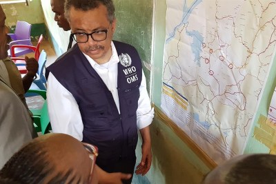 WHO Director-General Dr Tedros visited the town of Bikoro in the north-west of the Democratic Republic of the Congo to assess the response to the Ebola outbreak (File photo).