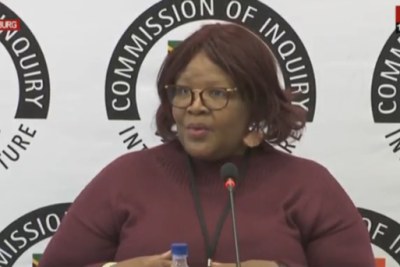 Video screenshot of former ANC MP Vytjie Mentor at the Zondo Commission of Inquiry.