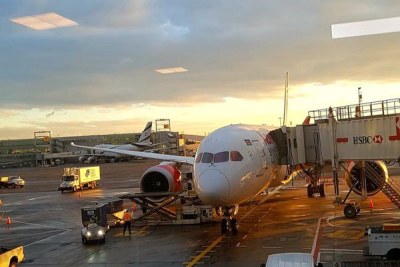 Kenya Airways plane pictured at the John F. Kennedy International Airport in New York, the United States after landing on October 29, 2018.