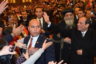 Le Président Abdel Fattah El-Sissi lors de l'inauguration de la cathédrale Naissance du Christ.