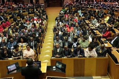 President Cyril Ramaphosa addresses Parliament (file photo).