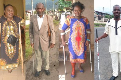 Des membres de l’Unité de coordination, un réseau de soutien aux personnes en situation de handicap dans la région du Sud-Ouest du Cameroun, en avril 2019.