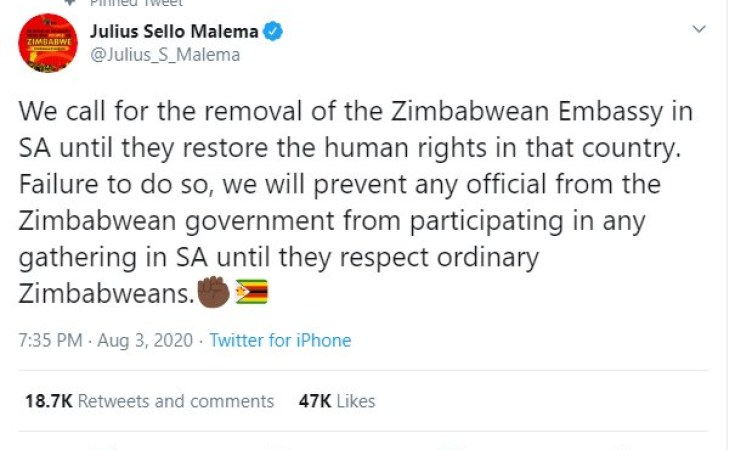 Zimbabwe Malema Torches Diplomatic Tiff With Zim But Mnangagwa Shoots Back Allafrica Com