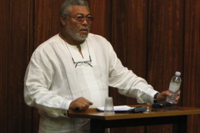 Ancien président du Ghana Jerry Rawlings, parlant à la faculté de droit d'Oxford en 2009.