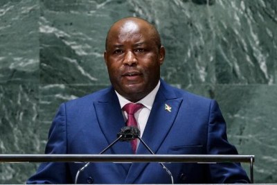 Evariste Ndayishimiye, President of the Republic of Burundi, addresses the general debate of the General Assembly’s seventy-sixth session in September 2021.