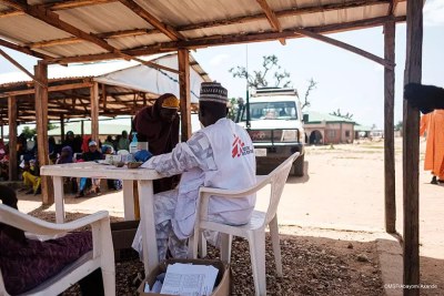 IDP’s being attended to by MSF staff at the new Emir’s Palace IDP camp.