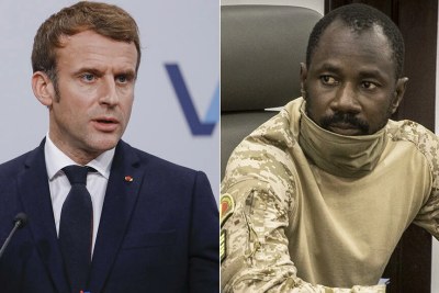 French President Emmanuel Macron and Mali's transitional President Assimi Goïta.