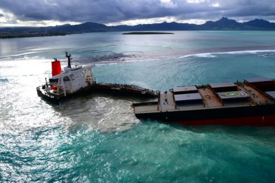 Oil spill caused by the MV Wakashio (file photo).