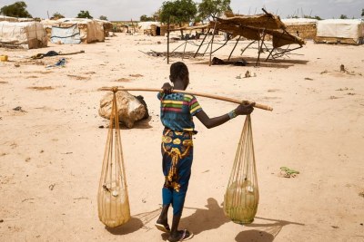 A young woman carries water in a camp for displaced people in Tillaberi region, Niger (file photo).