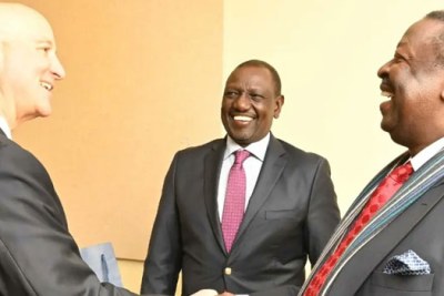 Deputy President William Ruto and his ally in the Kenya Kwanza Alliance Musalia Mudavadi (ANC) meet Nebraska Governor Pete Ricketts in the U.S.