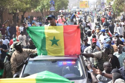 Bathelemy Dias, mayor of Dakar and one of the main figures of the Senegalese opposition, leaving for a demonstration in Dakar (file photo).