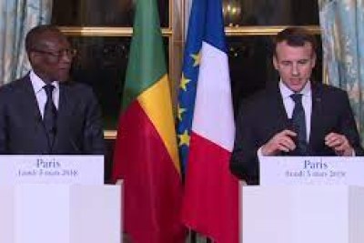 Conférence de presse entre Patrice Talon et Emannuel Macron .