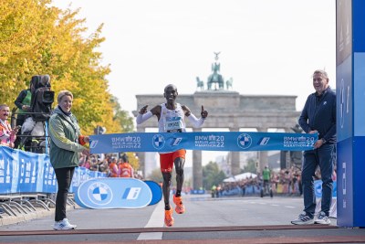 Eliud Kipchoge wins the BMW Berlin Marathon 2022, and breaks the world record, September 25, 2022.