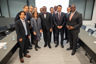 In Japan, Dr Adesina accompanied by three Vice Presidents, Dr Kevin Kariuki, Dr Beth Dunford and Solomon Quaynor, and Executive Director Takaaki Nomoto, held a series of meetings with senior government officials.