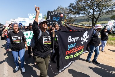About 200 supporters of The Women on Farms Project marched in Paarl on Friday September 8, 2023 calling on Bayer, a German company, to stop producing and exporting pesticides banned in the European Union to South Africa.