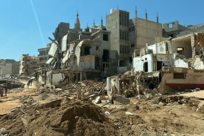 The aftermath of the flood in the Libyan city of Derna.